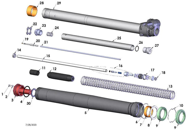 2023-2025 COBRA CX65, FORK - LEG ASSEMBLY - NON-BRAKE SIDE