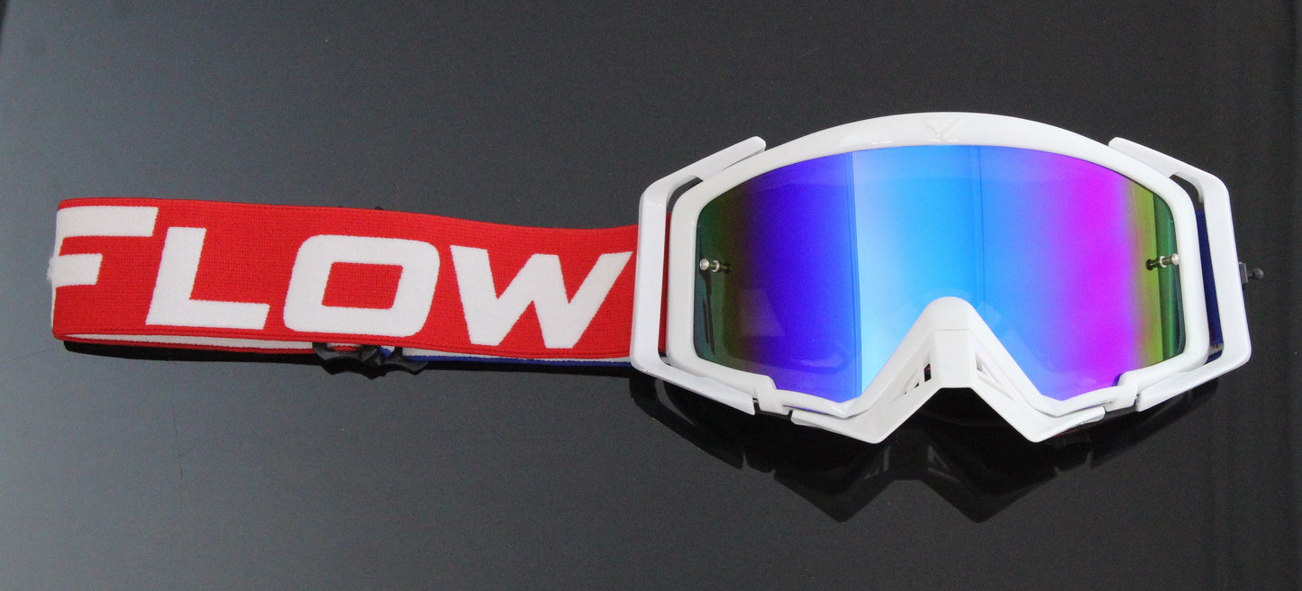 Flow Vision Rythem™ Motocross Goggle: Red, White and Blue