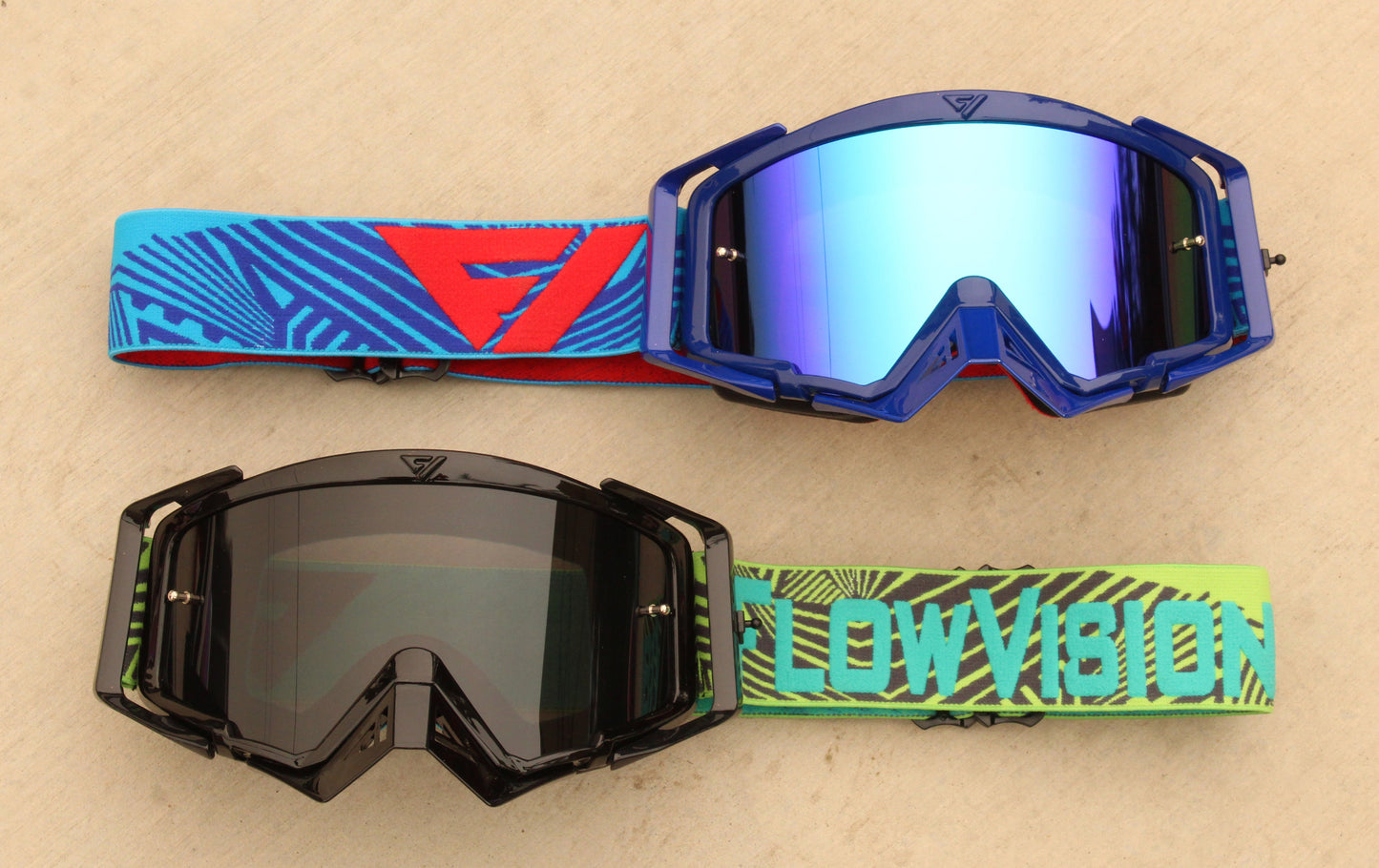 Flow Vision Rythem™ Motocross Goggle: Haze Blue/Cyan/Red