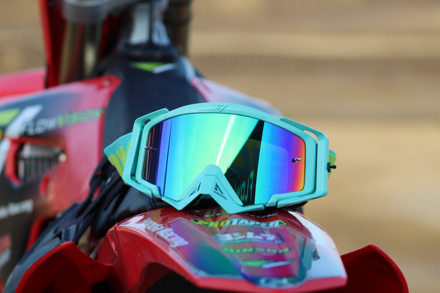Flow Vision Rythem™ Motocross Goggle: Tiffany/Acid Green