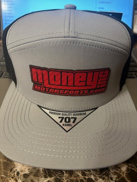 Money Inc Motorsports Light Gray Snapback Hat with Red Logo