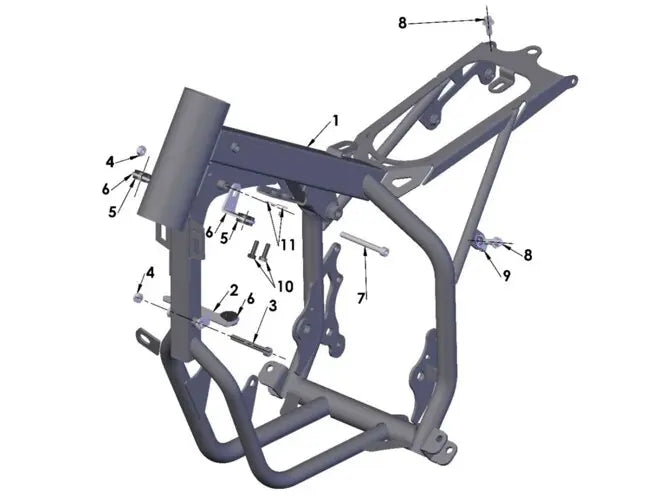 2022-2023 COBRA CX50 JR, FRAME - SEAT, FENDER, RIGHT SIDE PANEL, RADIATOR & SHOCK MOUNTS