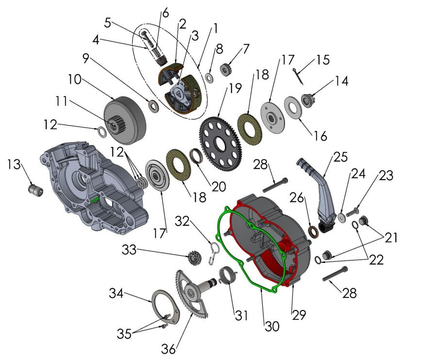 2019 Cobra CX50 KING - ENGINE - CLUTCH & KICK LEVER