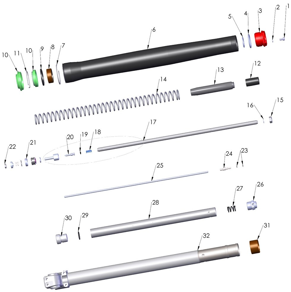 2026 Cobra CX50 SRX KING - FORK LEG ASSEMBLY - NON-BRAKE SIDE