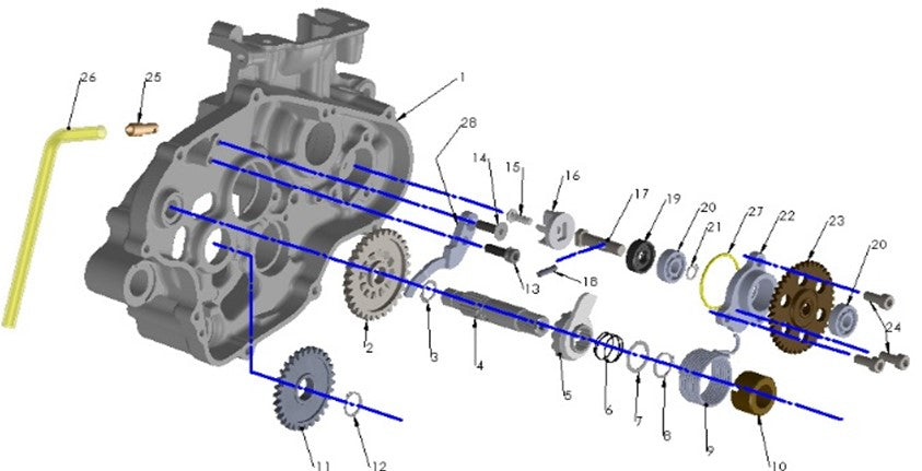 2020 Cobra CX65 - ENGINE - KICK MECHANISM & WATER PUMP