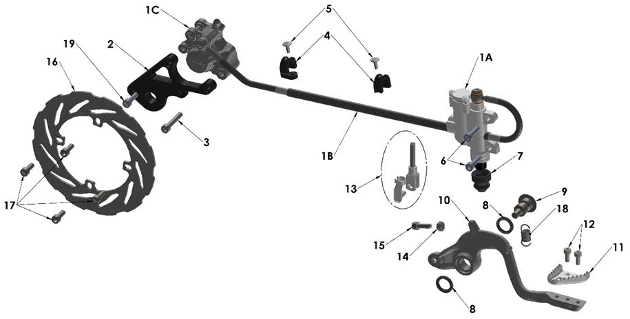 MASTER CYLINDER REAR - COMPLETE - CARD Ø11