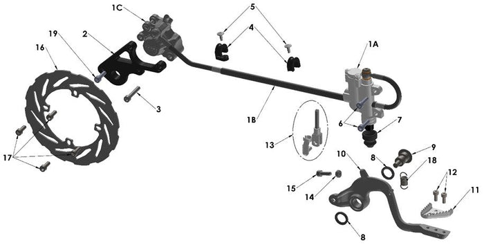 MASTER CYLINDER REAR - COMPLETE - CARD Ø11