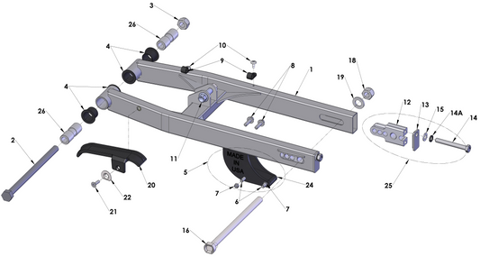 2018 Cobra CX50 KING - SWINGARM ASSEMBLY
