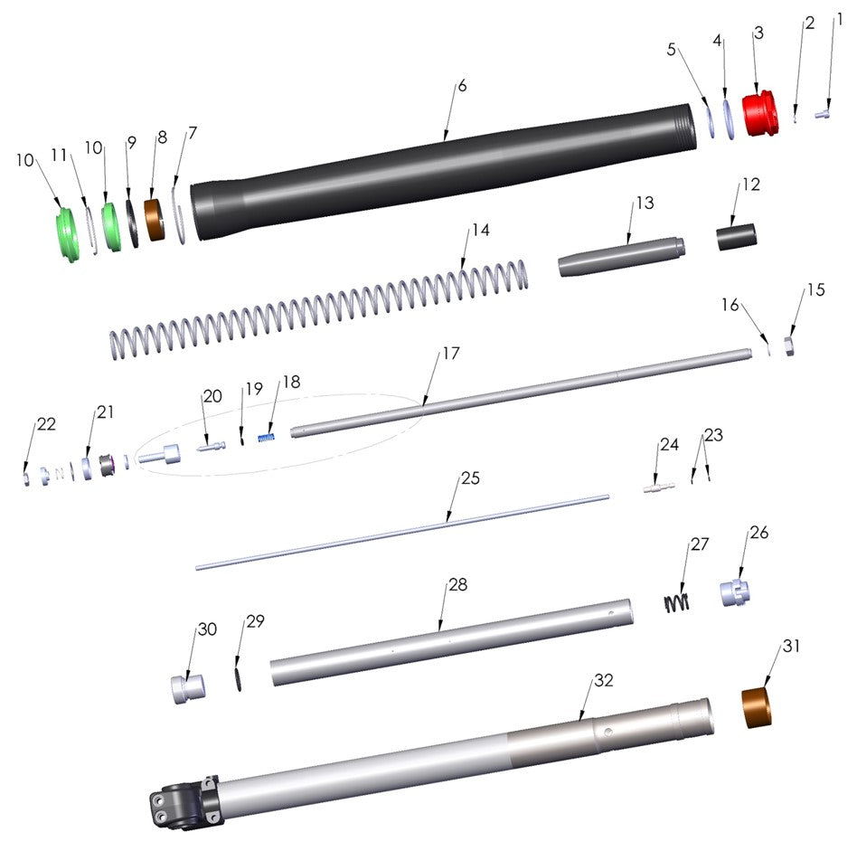 2026 Cobra CX5e - FORK - LEG ASSEMBLY - NON-BRAKE SIDE