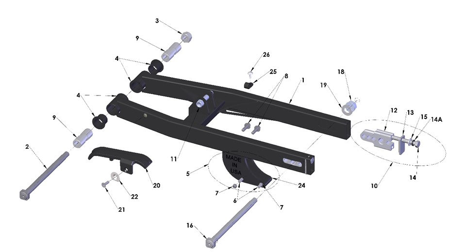 2026 Cobra CX5e - SWINGARM ASSEMBLY