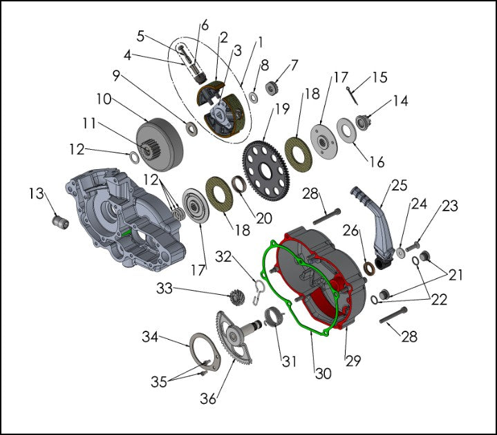 2027 Cobra CX50 JR - CLUTCH & KICK LEVER