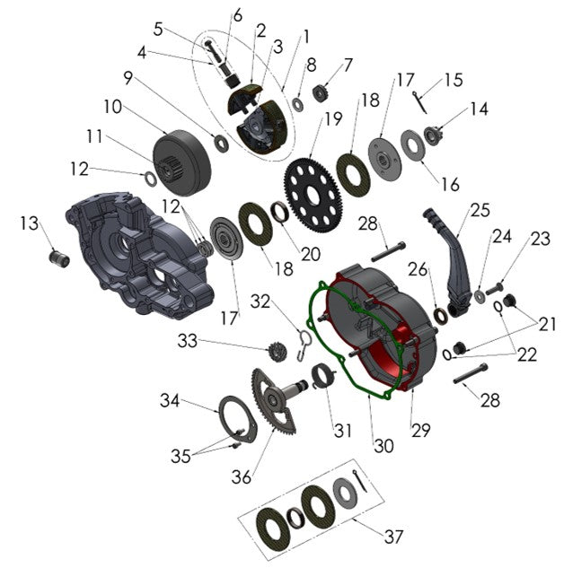 2025 Cobra CX50 FWE - ENGINE - CLUTCH & KICK LEVER