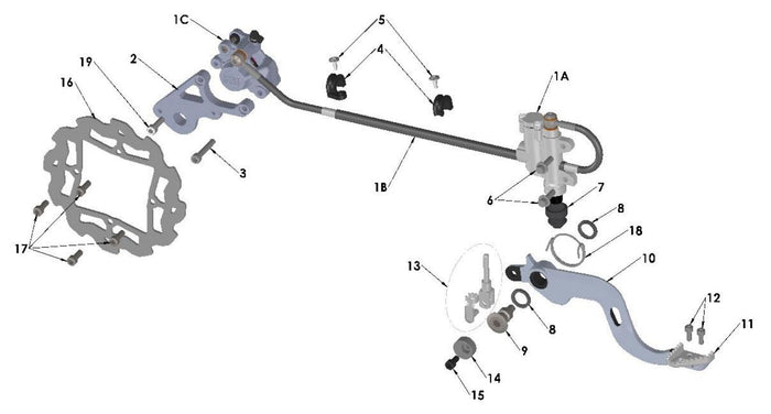 NFS use "B" HOSE - REAR BRAKE - UNBENT - CX65 2022