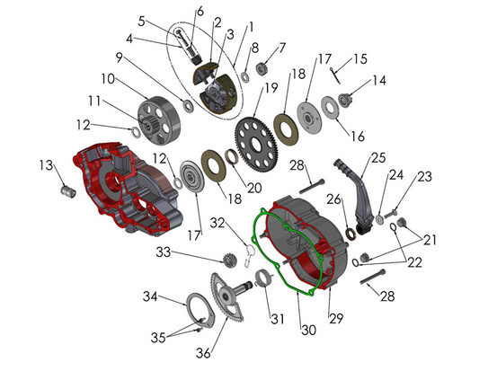 2018 Cobra CX50 P3 - ENGINE - CLUTCH & KICK LEVER