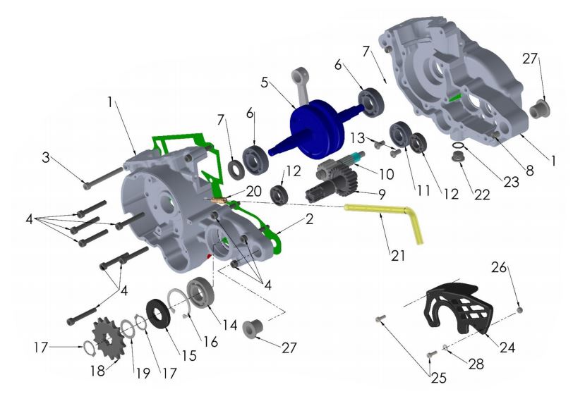 2020 Cobra CX50 KING - ENGINE - BOTTOM END & TRANSMISSION