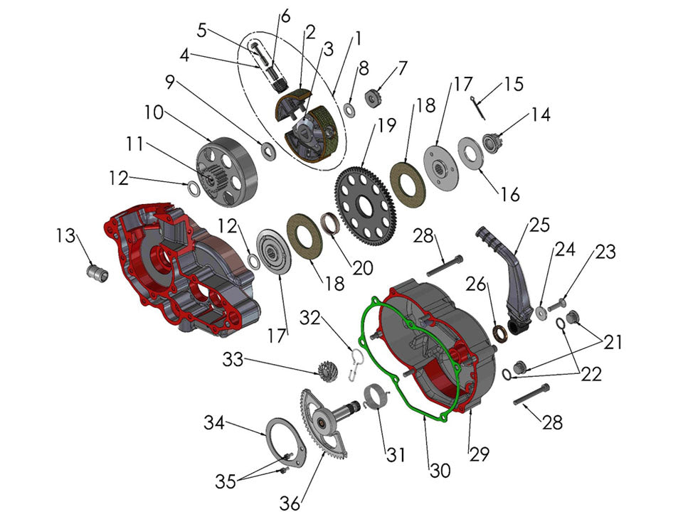 2022 Cobra CX50 P3 - ENGINE - CLUTCH & KICK LEVER
