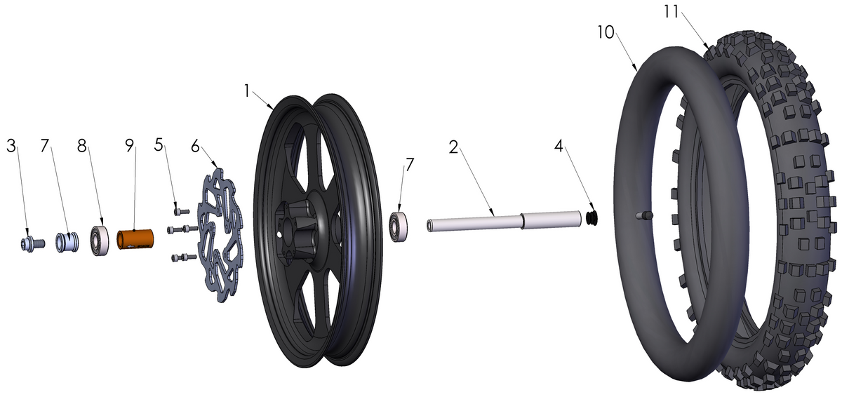 WHEEL ASSEMBLY - 10IN FRONT - HOLLOW AXLE - BLK