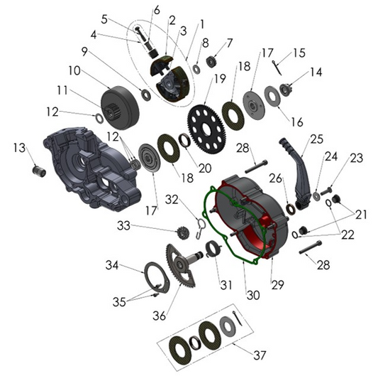 2022 Cobra CX50 SRx King ENGINE - CLUTCH & KICK LEVER