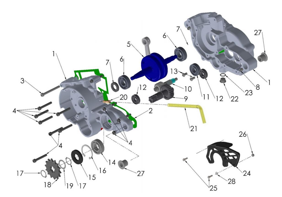 2026 Cobra CX50 SRX KING - ENGINE - BOTTOM END & TRANSMISSION
