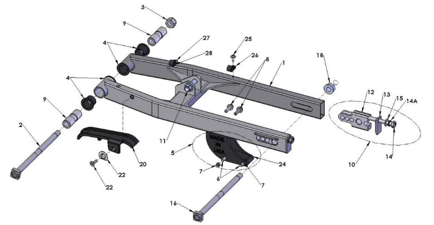 2020 Cobra CX50 KING - SWINGARM ASSEMBLY