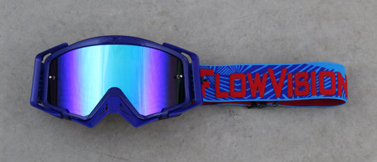 Flow Vision Rythem™ Motocross Goggle: Haze Blue/Cyan/Red