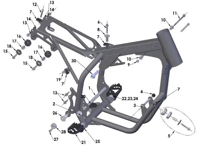 2024 COBRA CX50 JR, FRAME - ENGINE, SWINGARM, TANK & PIPE MOUNTS