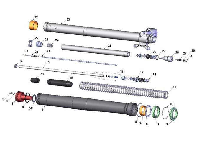 2021-2025 COBRA CX65, FORK LEG ASSEMBLY - BRAKE SIDE