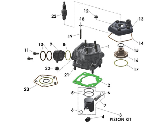 2023-2025 COBRA CX50 - ENGINE, TOP END (KING)